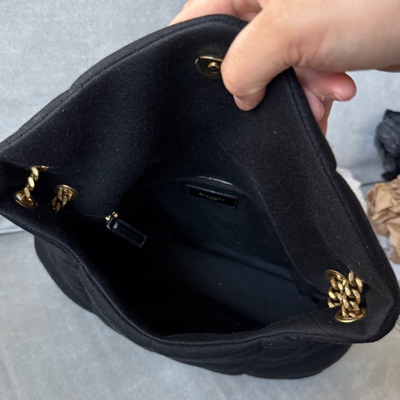 YSL Quilted Wool Jersey LouLou Puffer Medium Black - Picture 4 of 9